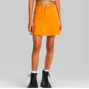 Wild fable retro orange Pleated denim Jean Mini Skirt pockets denim